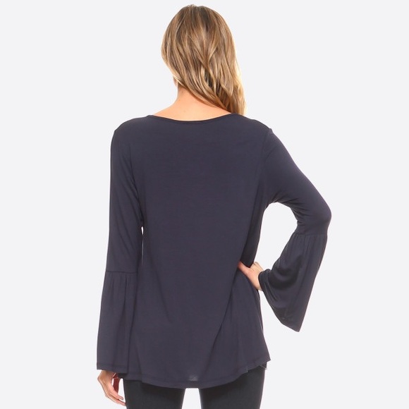 Solid Bell Sleeve Tunic Top - Picture 2 of 2